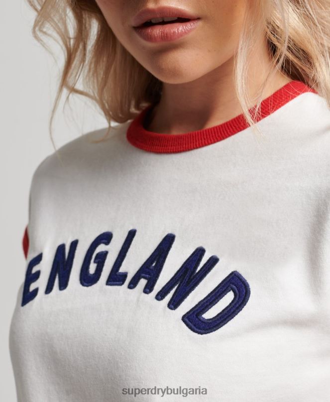 Superdry x Ringspun облекло N00H2751 бяло Жени футболна английска тениска с шапка