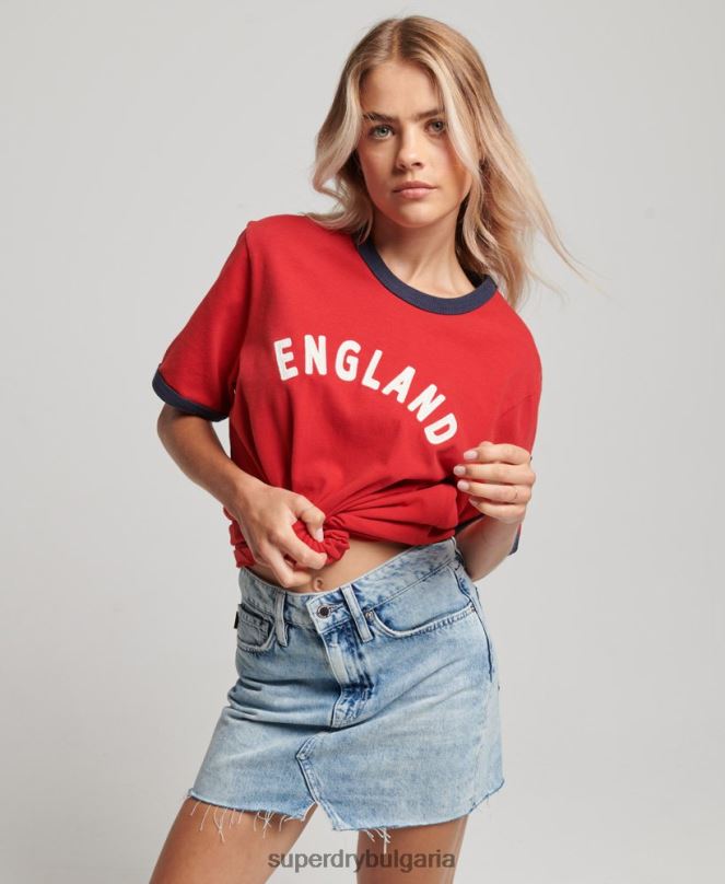 Superdry x Ringspun облекло N00H2797 червен Жени футболна английска тениска