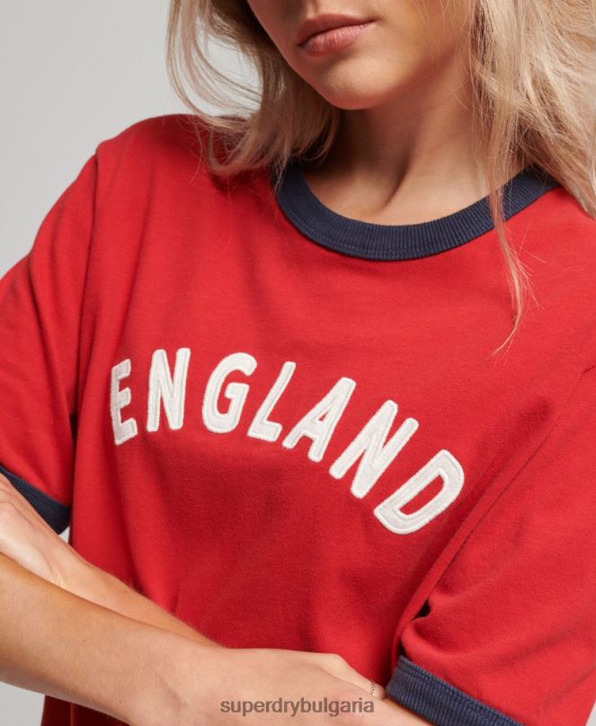 Superdry x Ringspun облекло N00H2797 червен Жени футболна английска тениска