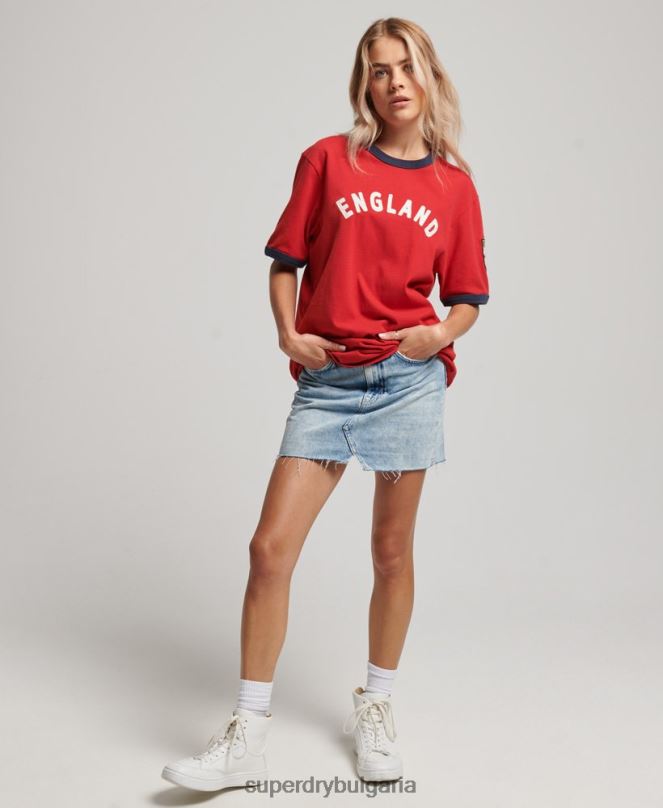 Superdry x Ringspun облекло N00H2797 червен Жени футболна английска тениска