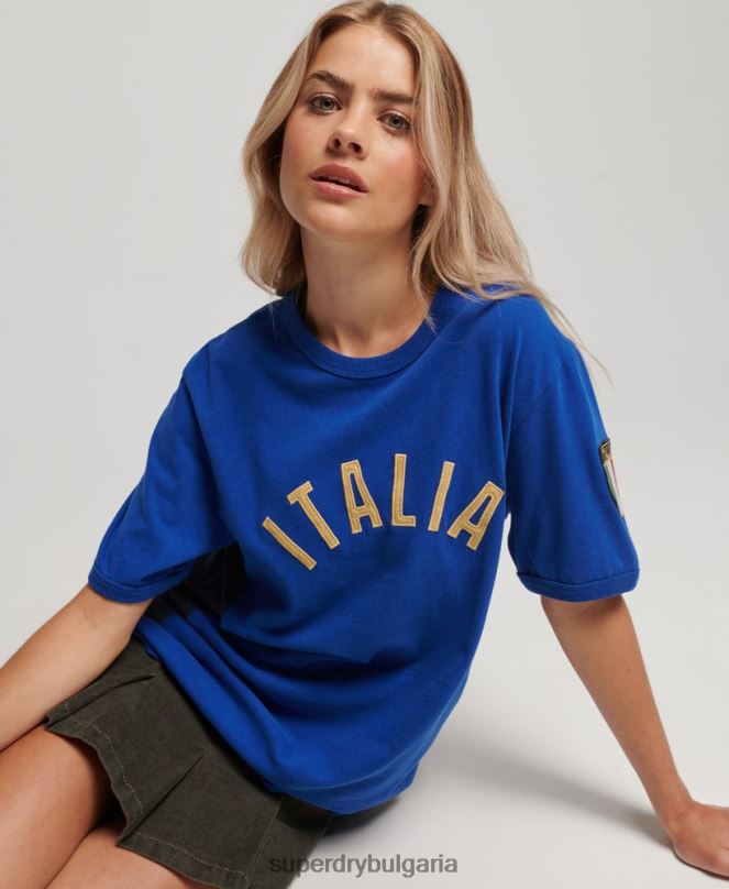 Superdry x Ringspun облекло N00H2827 син Жени футболна италия тениска
