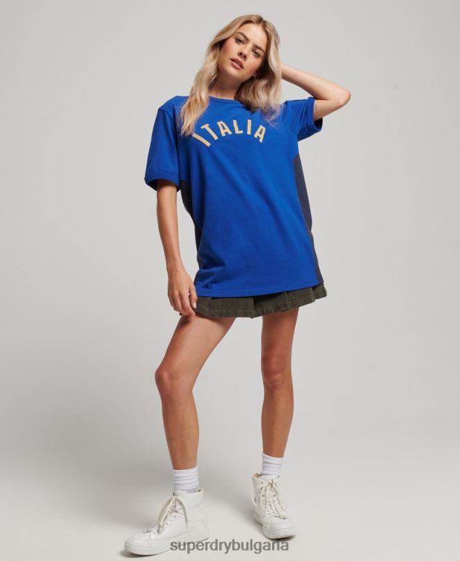 Superdry x Ringspun облекло N00H2827 син Жени футболна италия тениска