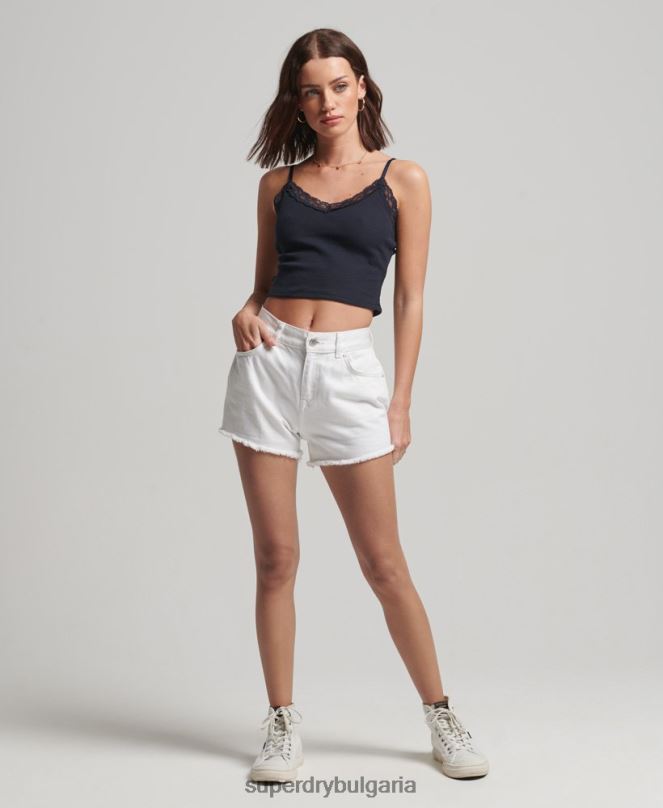 Superdry облекло N00H1955 военноморски флот Жени ками топ с ребрена дантела