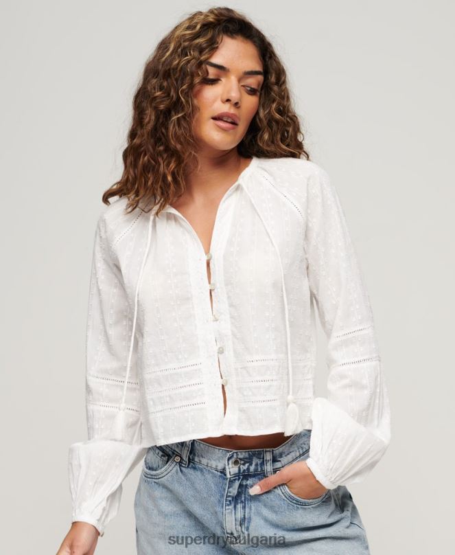 Superdry облекло N00H2034 бяло Жени памучно плажно горнище