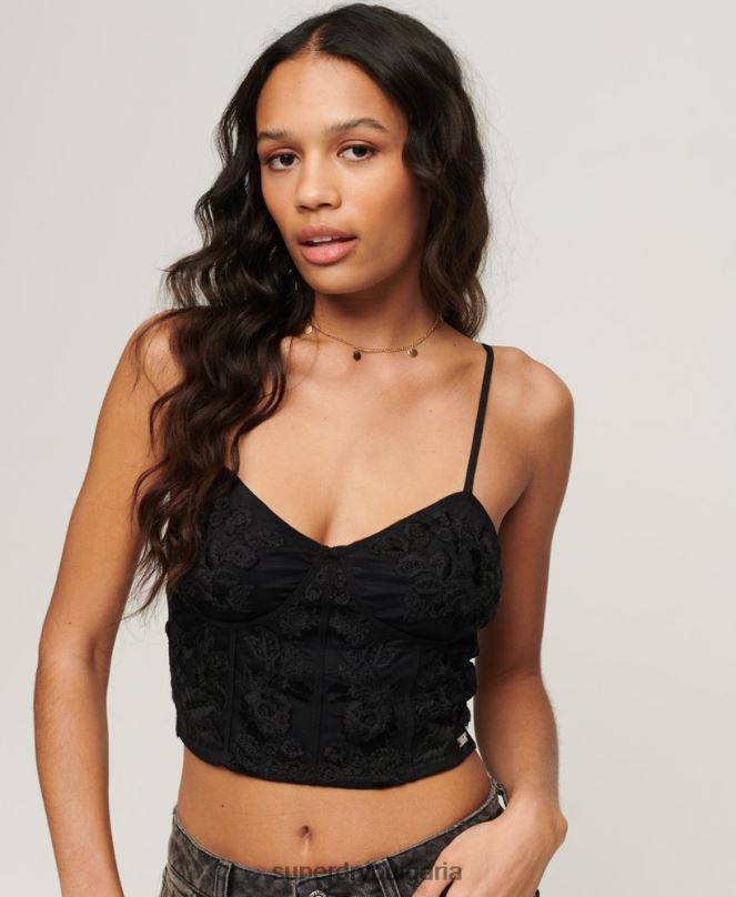 Superdry облекло N00H2039 тъмно сив Жени флорално бродиран корсет