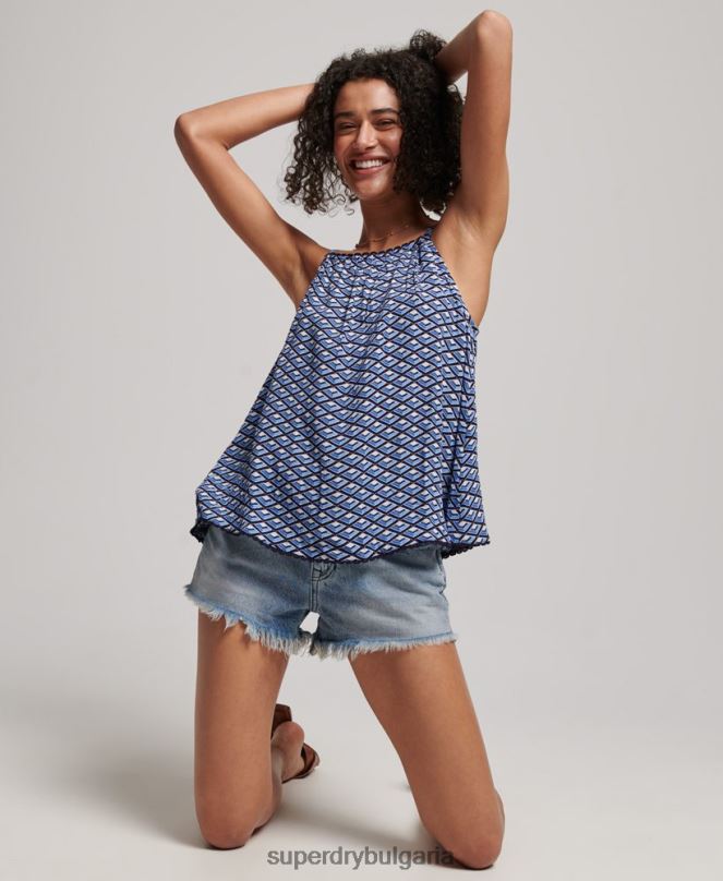 Superdry облекло N00H2052 син Жени плажна ками с халтер