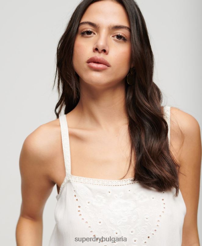 Superdry облекло N00H2057 бяло Жени бродирана ками