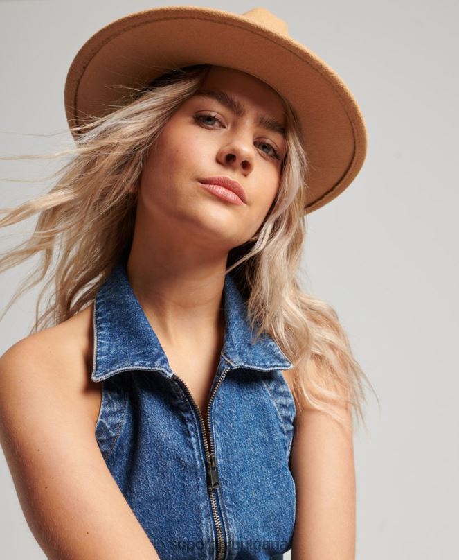 Superdry облекло N00H2064 син Жени цип с яка през деним