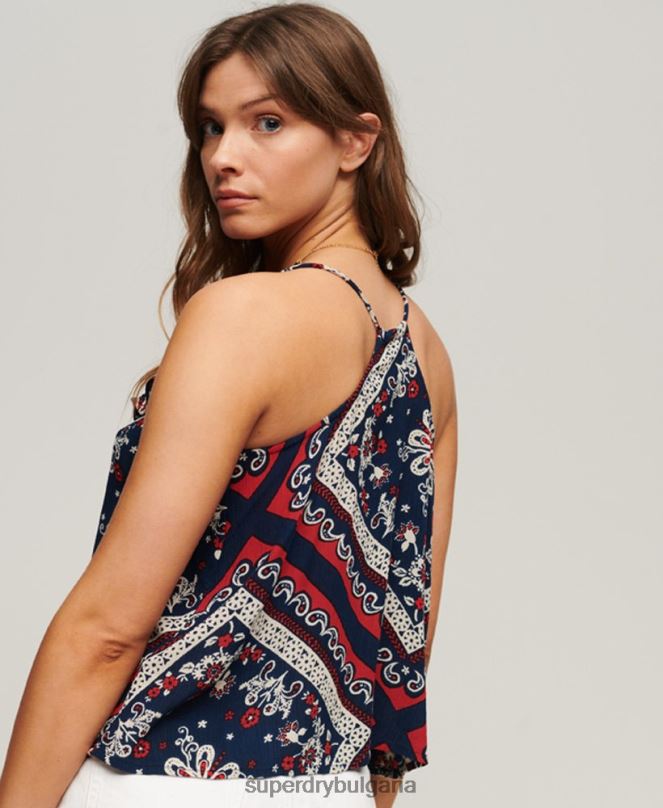 Superdry облекло N00H2111 син Жени щамповано горнище с волани