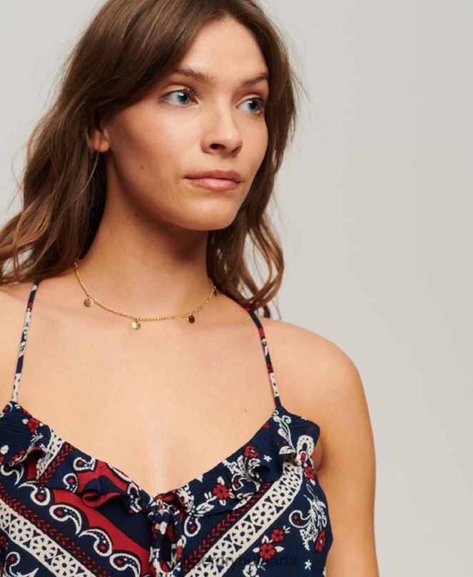 Superdry облекло N00H2111 син Жени щамповано горнище с волани