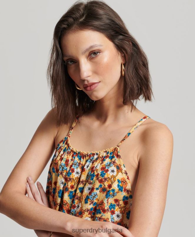 Superdry облекло N00H2176 жълто Жени плажна ками с халтер