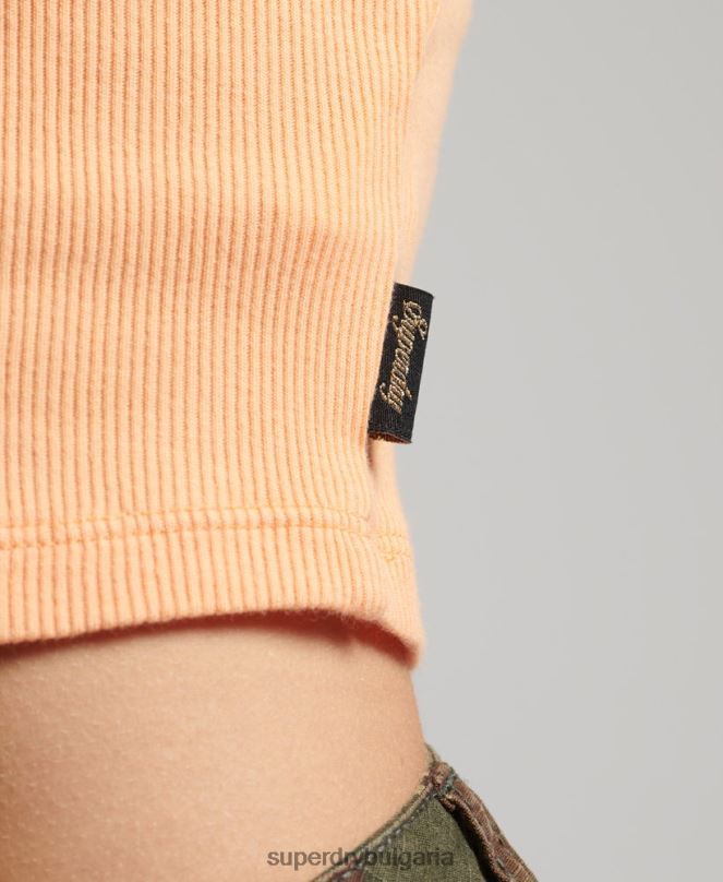 Superdry облекло N00H2324 оранжево Жени винтидж мини горнище от дантела с ребра