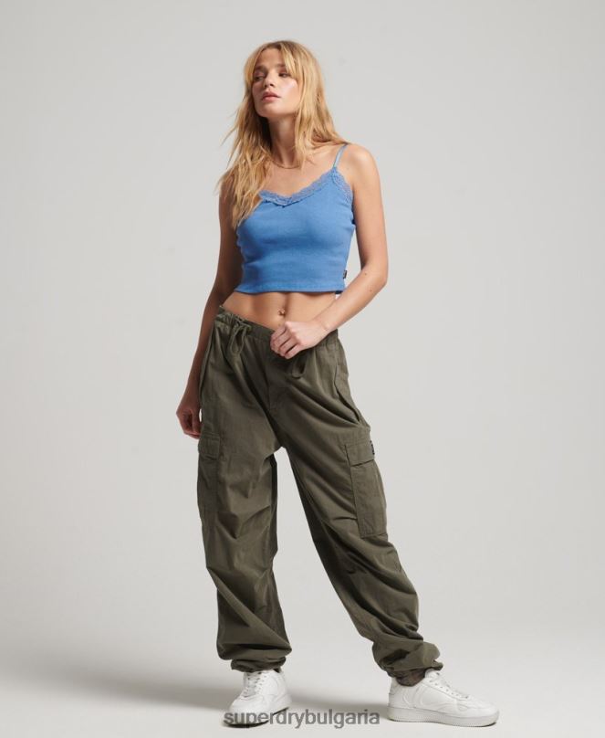Superdry облекло N00H2327 син Жени ками топ с ребрена дантела