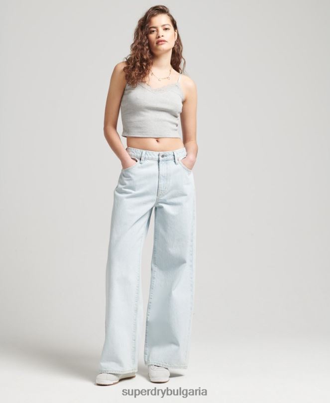 Superdry облекло N00H2344 сиво Жени винтидж мини горнище от дантела с ребра