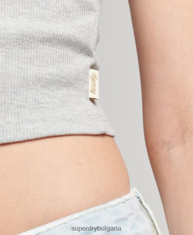 Superdry облекло N00H2344 сиво Жени винтидж мини горнище от дантела с ребра
