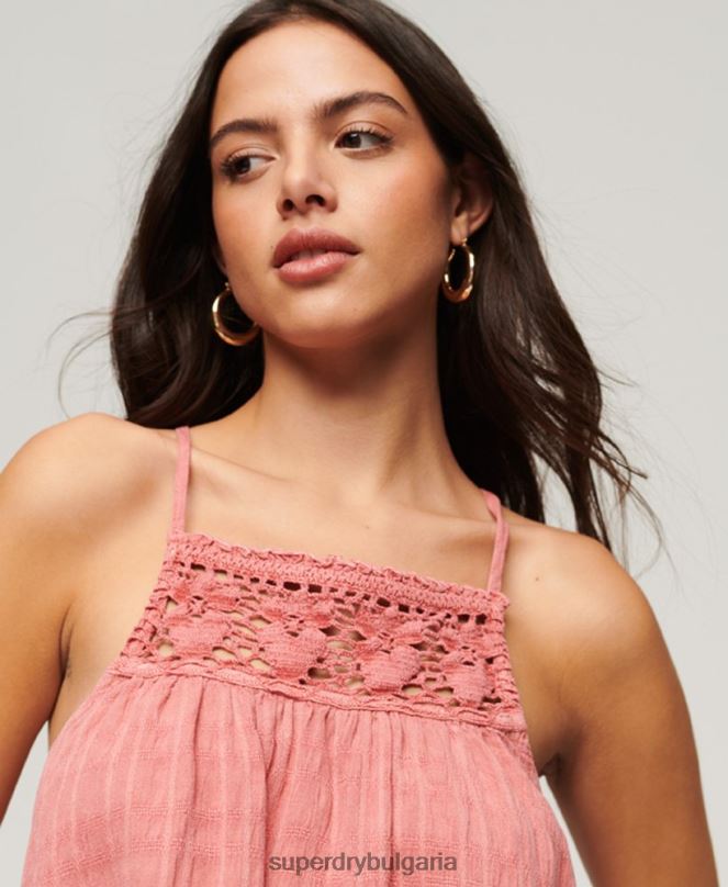 Superdry облекло N00H2877 розово Жени ретро ками с халтер