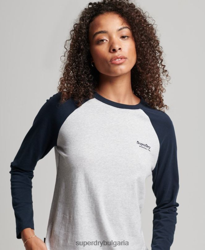 Superdry облекло N00H2899 сиво Жени Бейзболно горнище с винтидж лого от органичен памук
