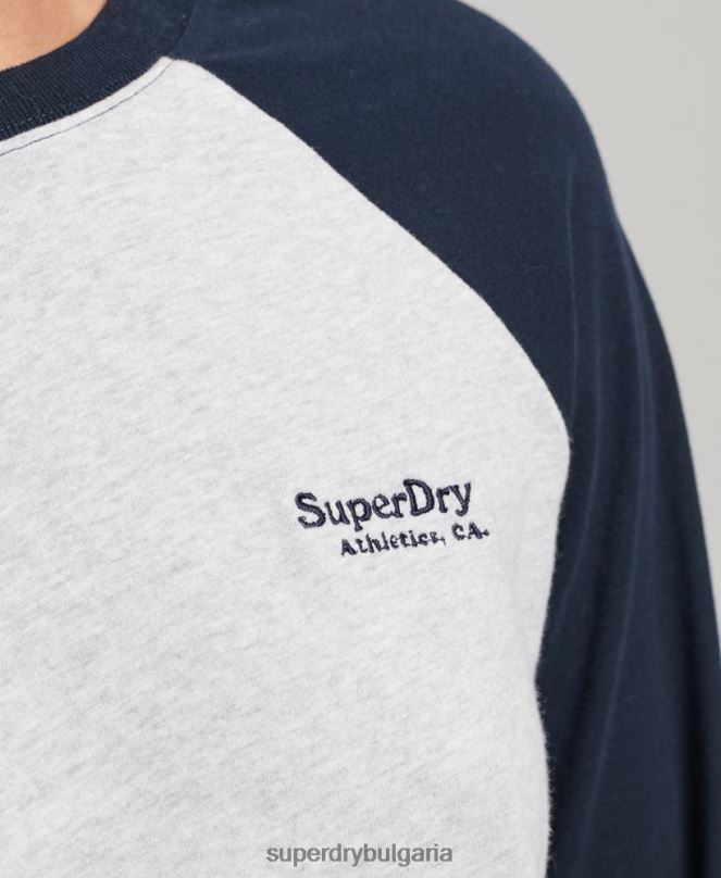 Superdry облекло N00H2899 сиво Жени Бейзболно горнище с винтидж лого от органичен памук