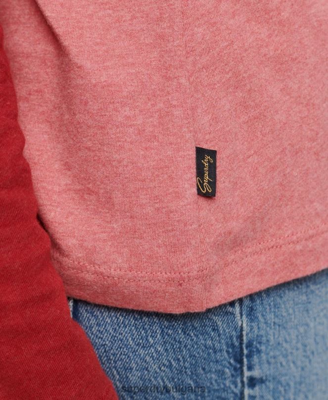 Superdry облекло N00H2905 розово Жени Бейзболно горнище с винтидж лого от органичен памук