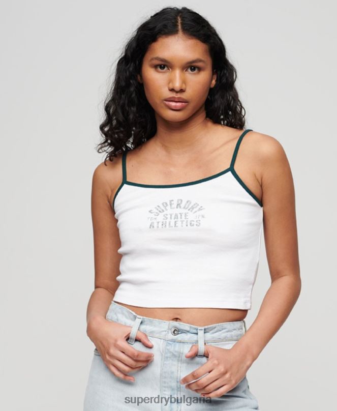 Superdry облекло N00H2921 бяло Жени атлетично изрязано горнище с ками