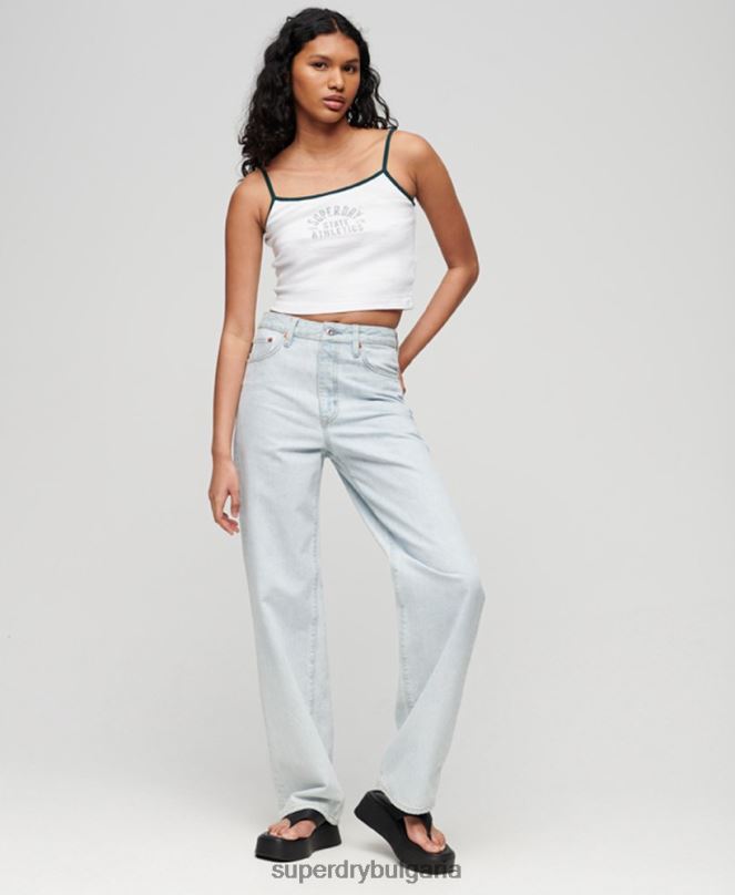 Superdry облекло N00H2921 бяло Жени атлетично изрязано горнище с ками