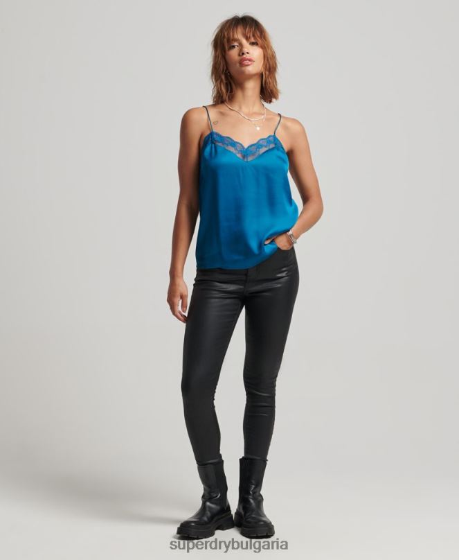 Superdry облекло N00H2938 син Жени сатенено горнище ками