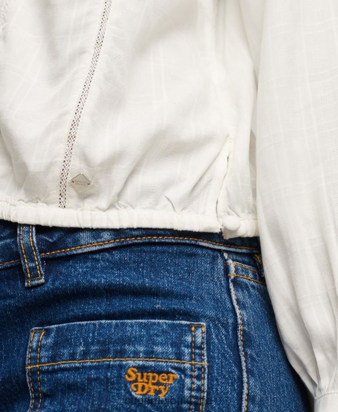 Superdry облекло N00H2959 бяло Жени микс горнище от дантела Studios