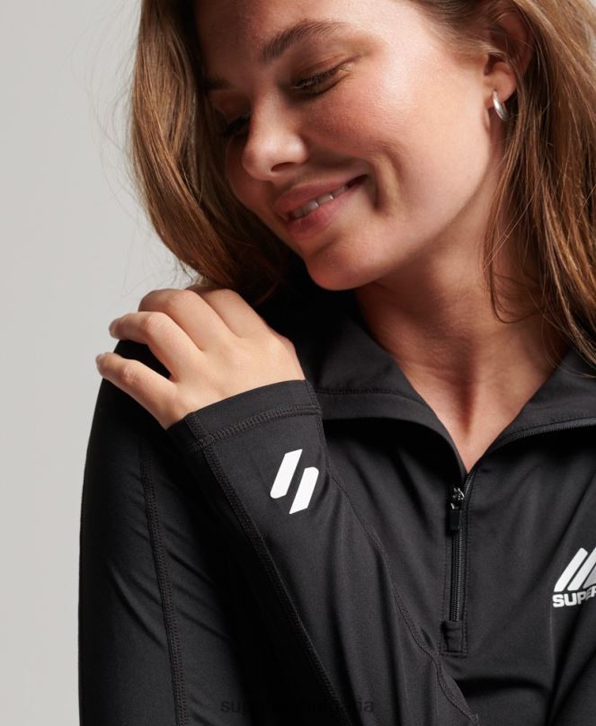 Superdry облекло N00H2966 черен Жени горен основен слой с половин цип