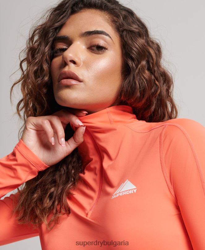 Superdry облекло N00H2967 корал Жени горен основен слой с половин цип