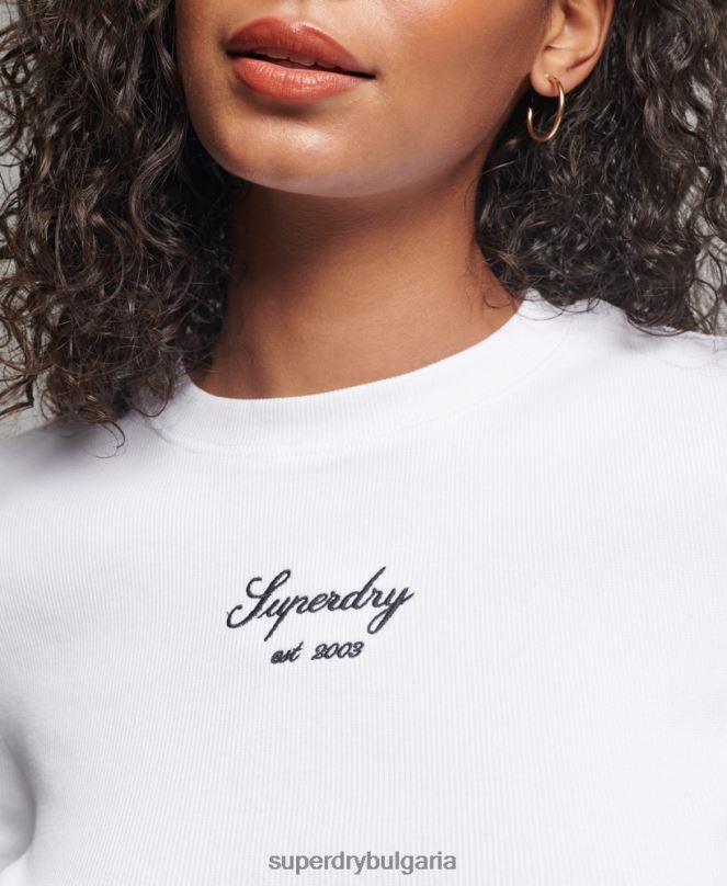Superdry облекло N00H2975 бяло Жени горнище с лого на наследството
