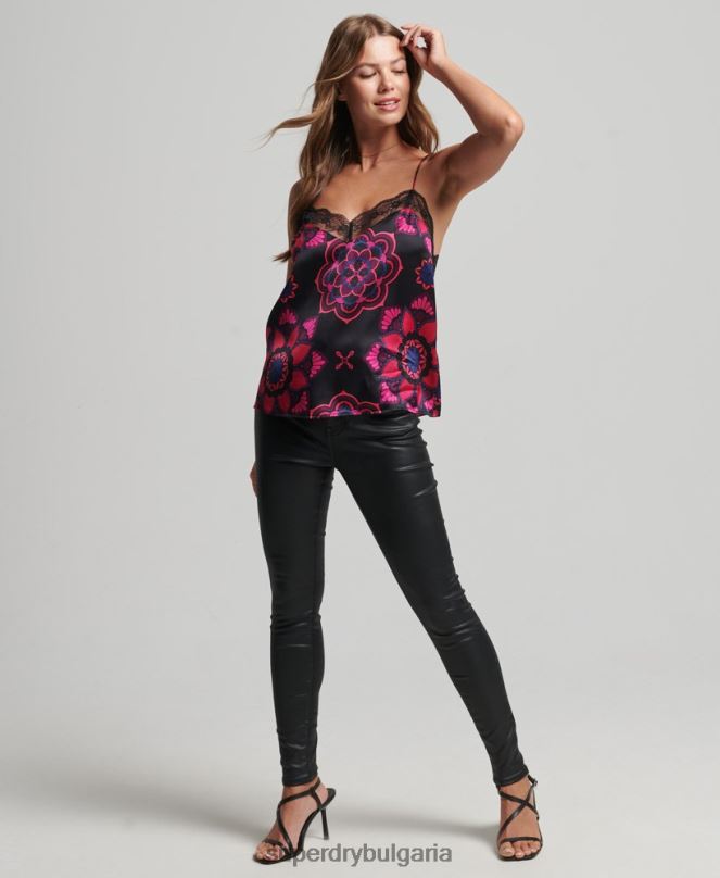 Superdry облекло N00H2992 черен Жени сатенено горнище ками