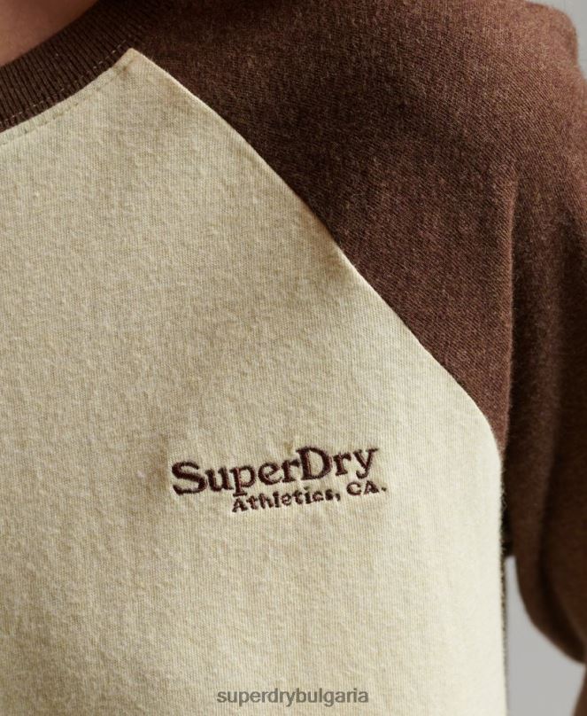 Superdry облекло N00H3003 кафяво Жени Бейзболно горнище с винтидж лого от органичен памук