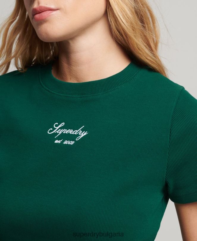 Superdry облекло N00H3005 зелено Жени горнище с лого на наследството