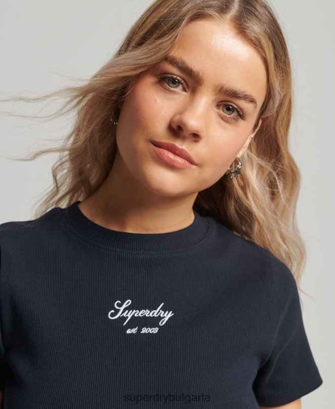 Superdry облекло N00H3016 военноморски флот Жени код наследство изрязване годни топ