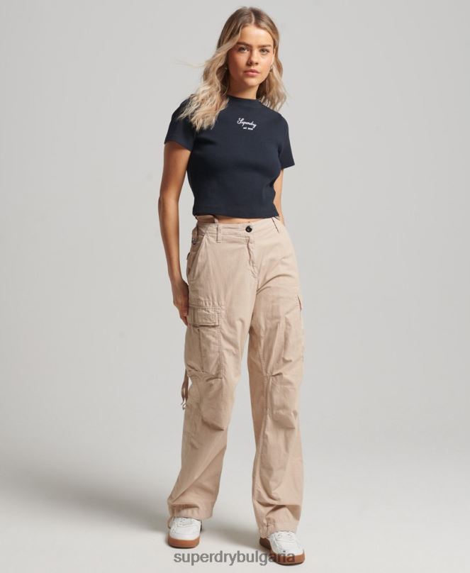 Superdry облекло N00H3016 военноморски флот Жени код наследство изрязване годни топ
