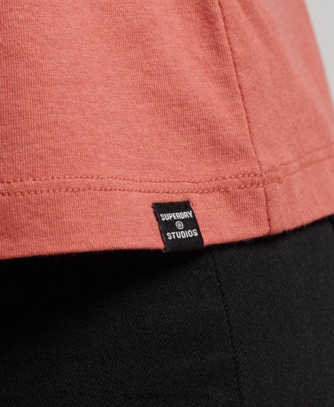 Superdry облекло N00H3023 оранжево Жени горнище от органичен памук и дантела