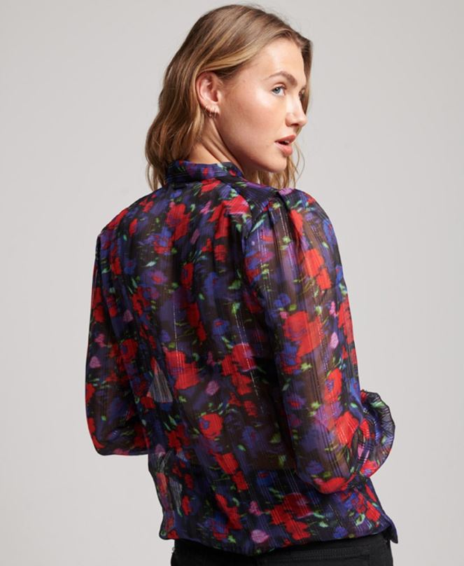 Superdry облекло N00H3029 военноморски флот Жени студия от шифон