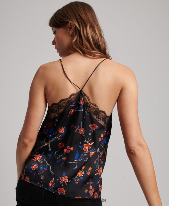 Superdry облекло N00H3030 черен Жени сатенено горнище ками