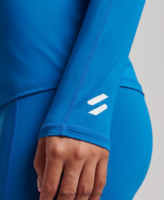 Superdry облекло N00H3031 син Жени горен основен слой с половин цип