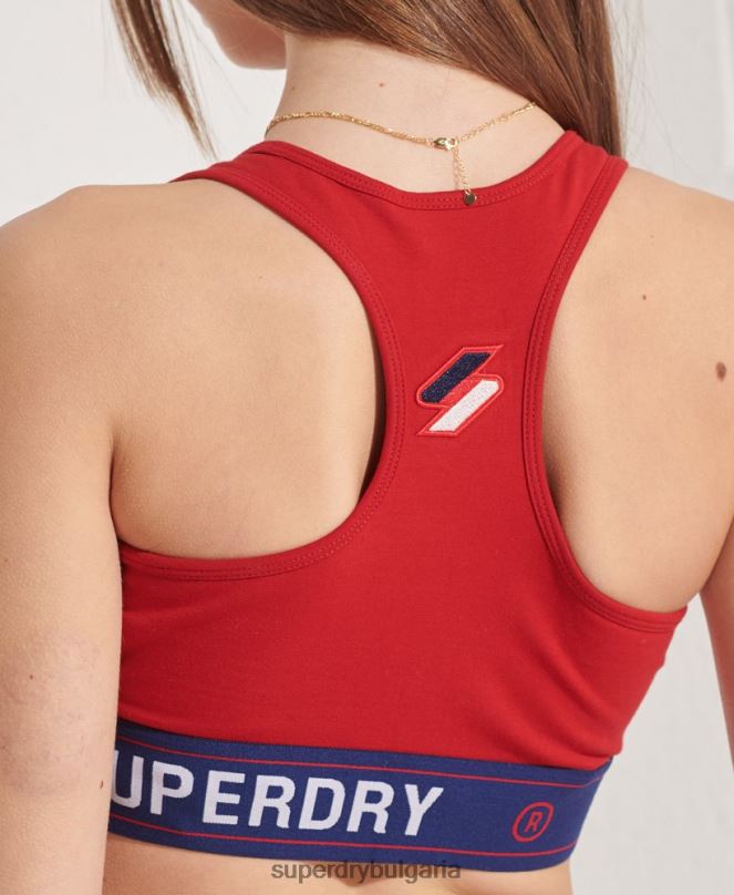 Superdry облекло N00H3039 червен Жени есенциален изрязан топ в спортен стил