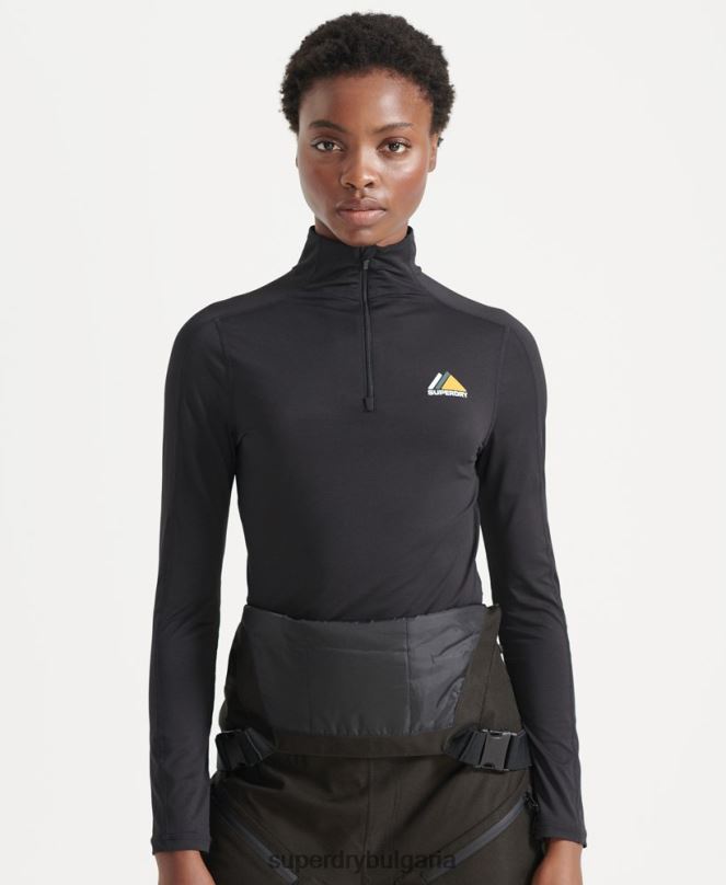 Superdry облекло N00H3041 черен Жени горен основен слой с половин цип