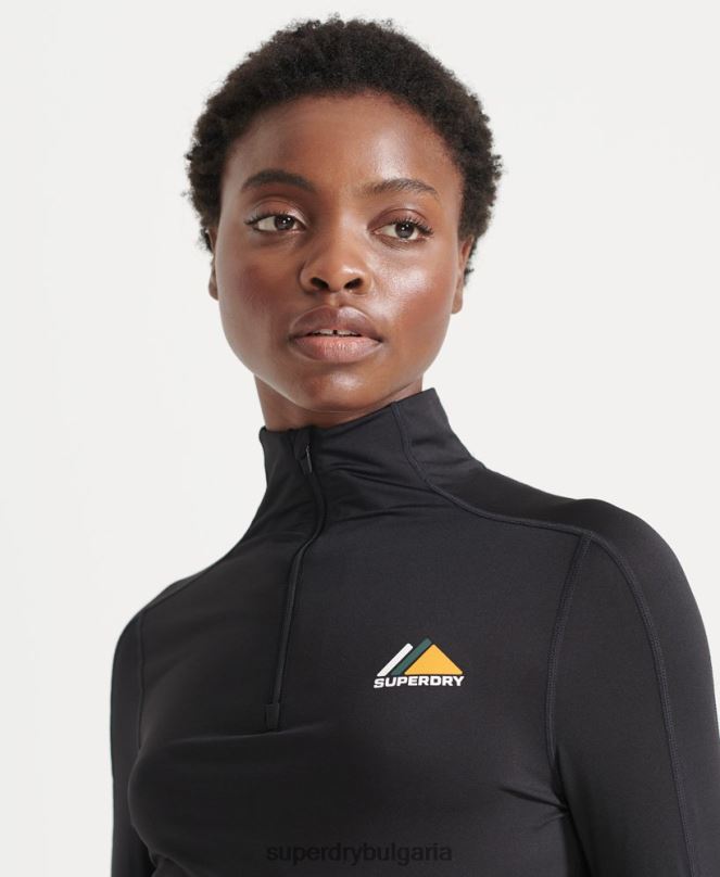 Superdry облекло N00H3041 черен Жени горен основен слой с половин цип