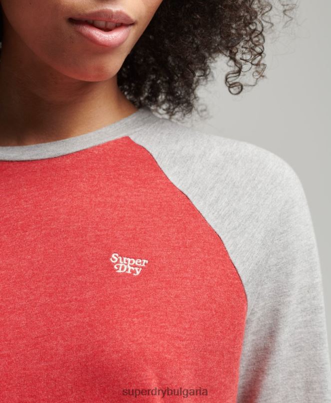 Superdry облекло N00H3047 червен Жени реглан горнище с винтидж кали райе