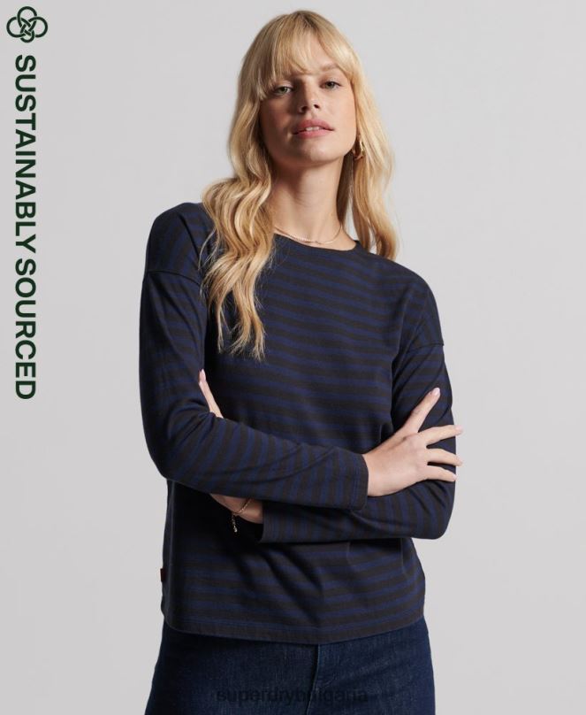 Superdry облекло N00H3054 светло сив Жени органичен памук с тежки райета