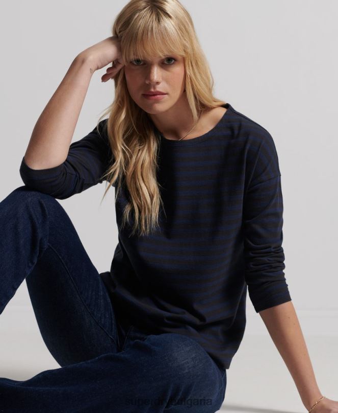 Superdry облекло N00H3054 светло сив Жени органичен памук с тежки райета