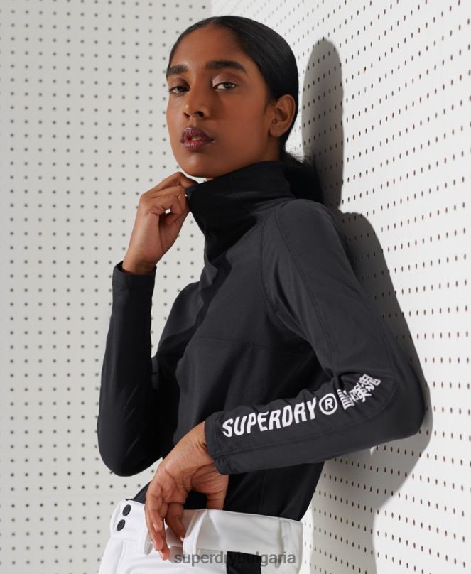 Superdry облекло N00H3058 черен Жени карбонов горен слой с кръгло деколте