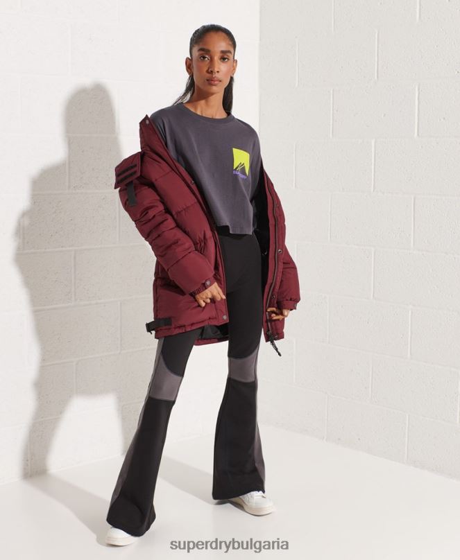 Superdry облекло N00H3059 тъмно сив Жени горнище за енергийни планински спортове