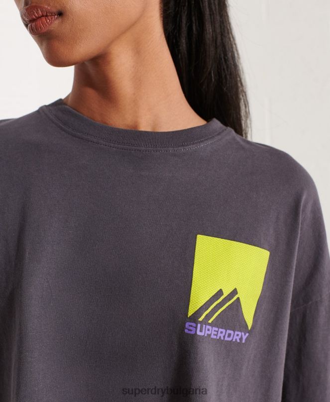 Superdry облекло N00H3059 тъмно сив Жени горнище за енергийни планински спортове