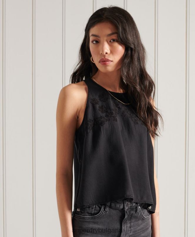 Superdry облекло N00H3067 черен Жени бродирана ками