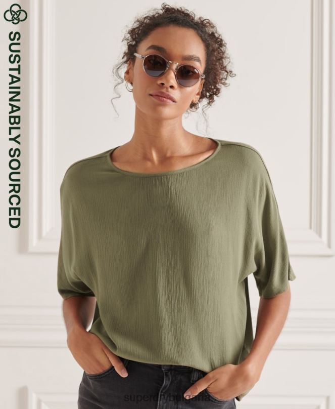Superdry облекло N00H3068 зелено Жени студиен тъкан връх